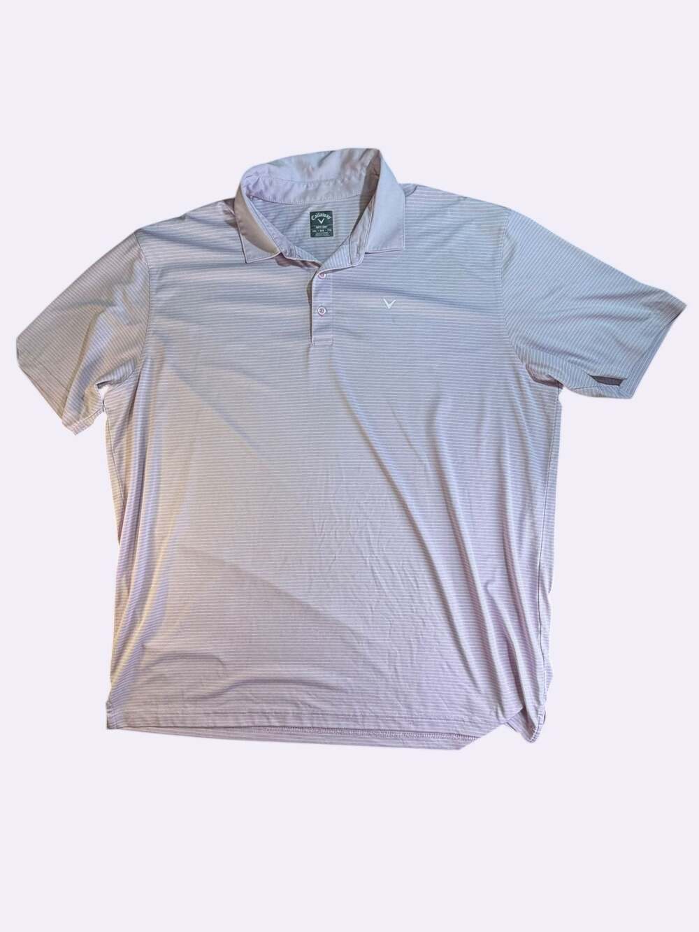 Callaway Opti-Dri Mens XXL Purple White Striped Short Sleeve Golf Polo Shirt